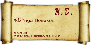 Mánya Domokos névjegykártya